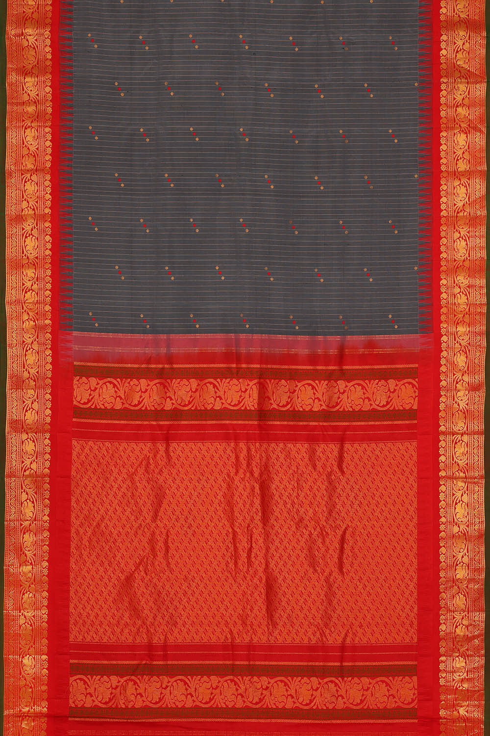 Image of Grey Gadwal Silk Saree