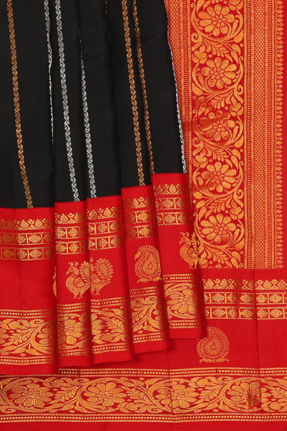 Image of BLack Gadwal Silk Saree