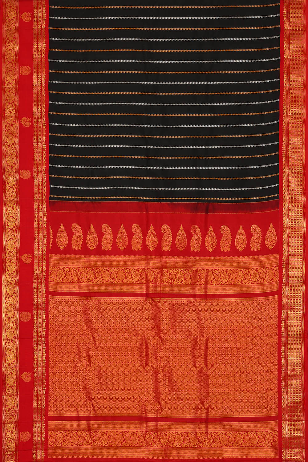 Image of BLack Gadwal Silk Saree