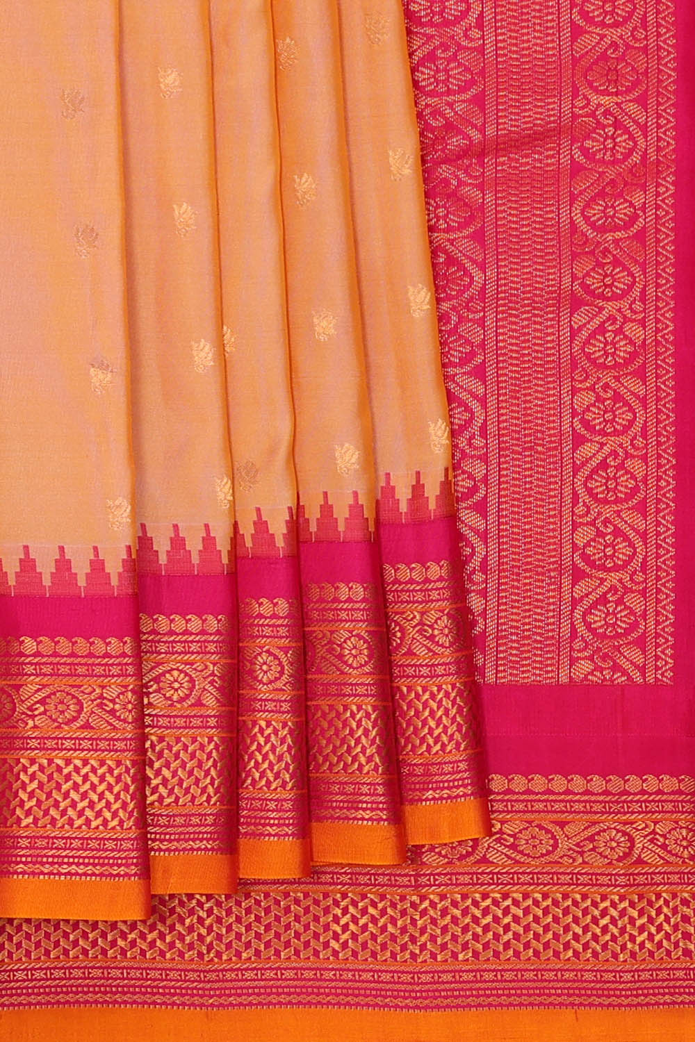Image of Peach Gadwal Silk Saree