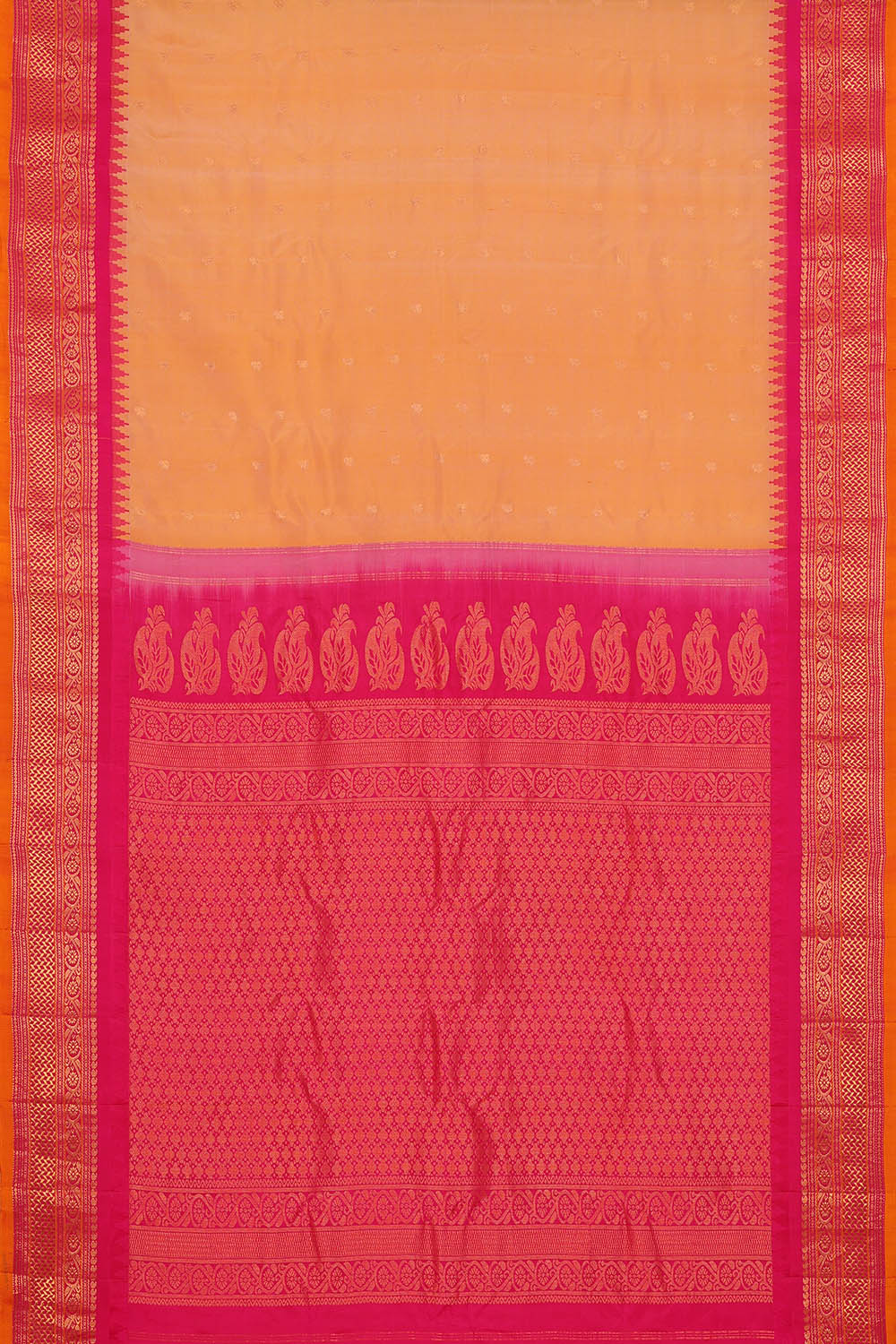 Image of Peach Gadwal Silk Saree