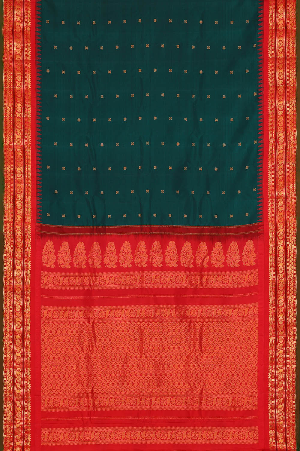 Image of Teal-Blue Gadwal Silk Saree