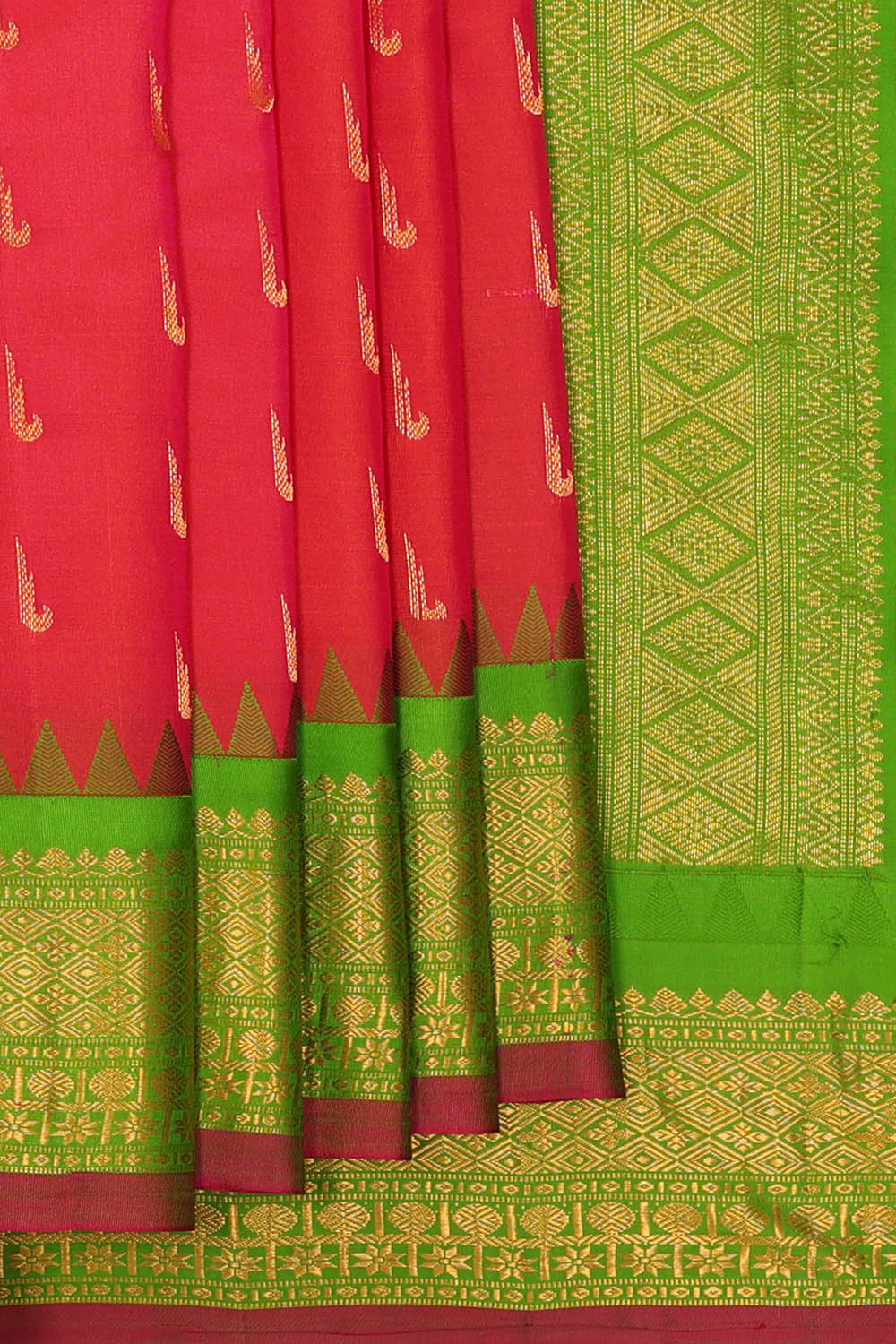 Image of Red Gadwal Silk Saree