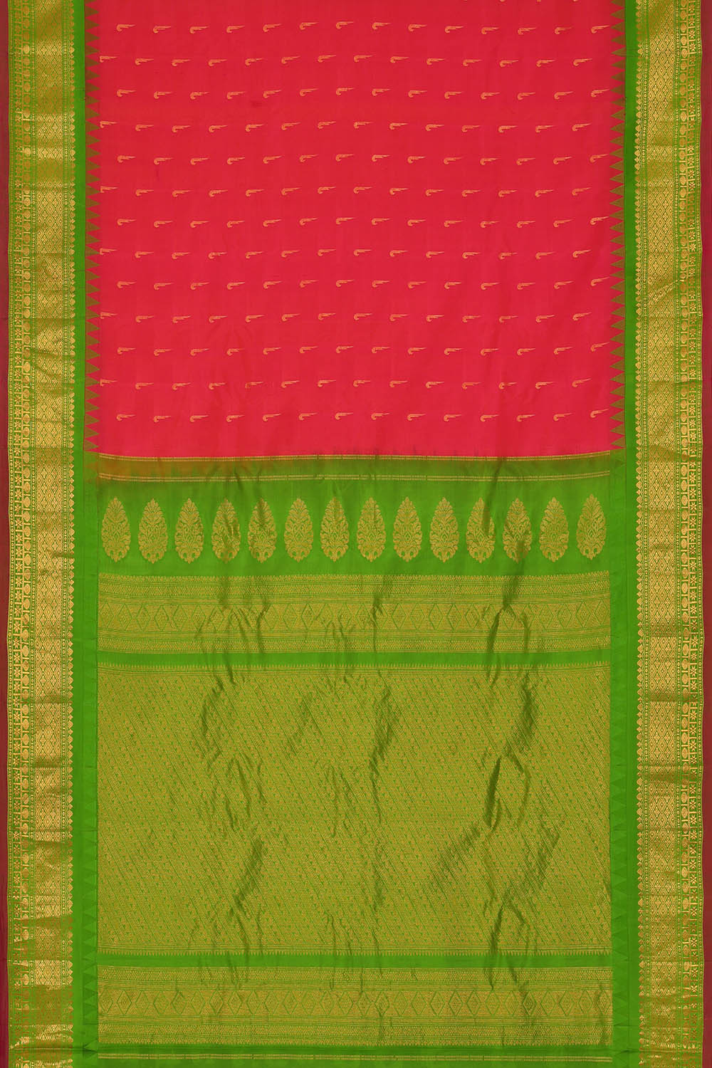 Image of Red Gadwal Silk Saree