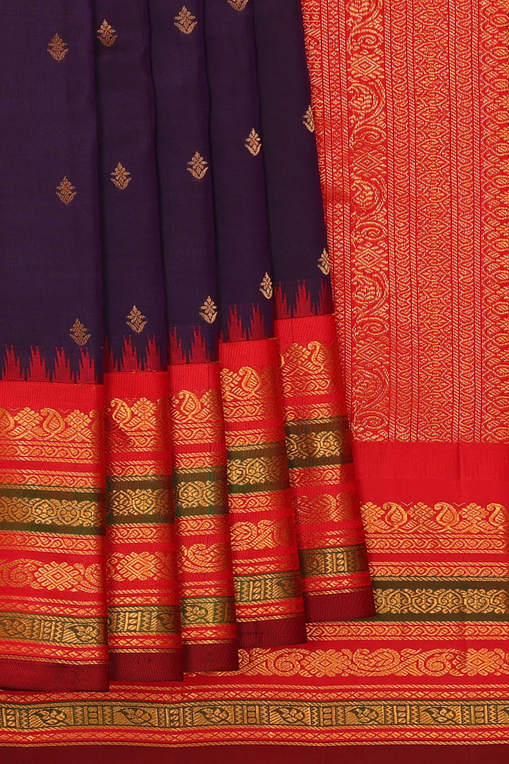 Image of Navy-Blue Gadwal Silk Saree