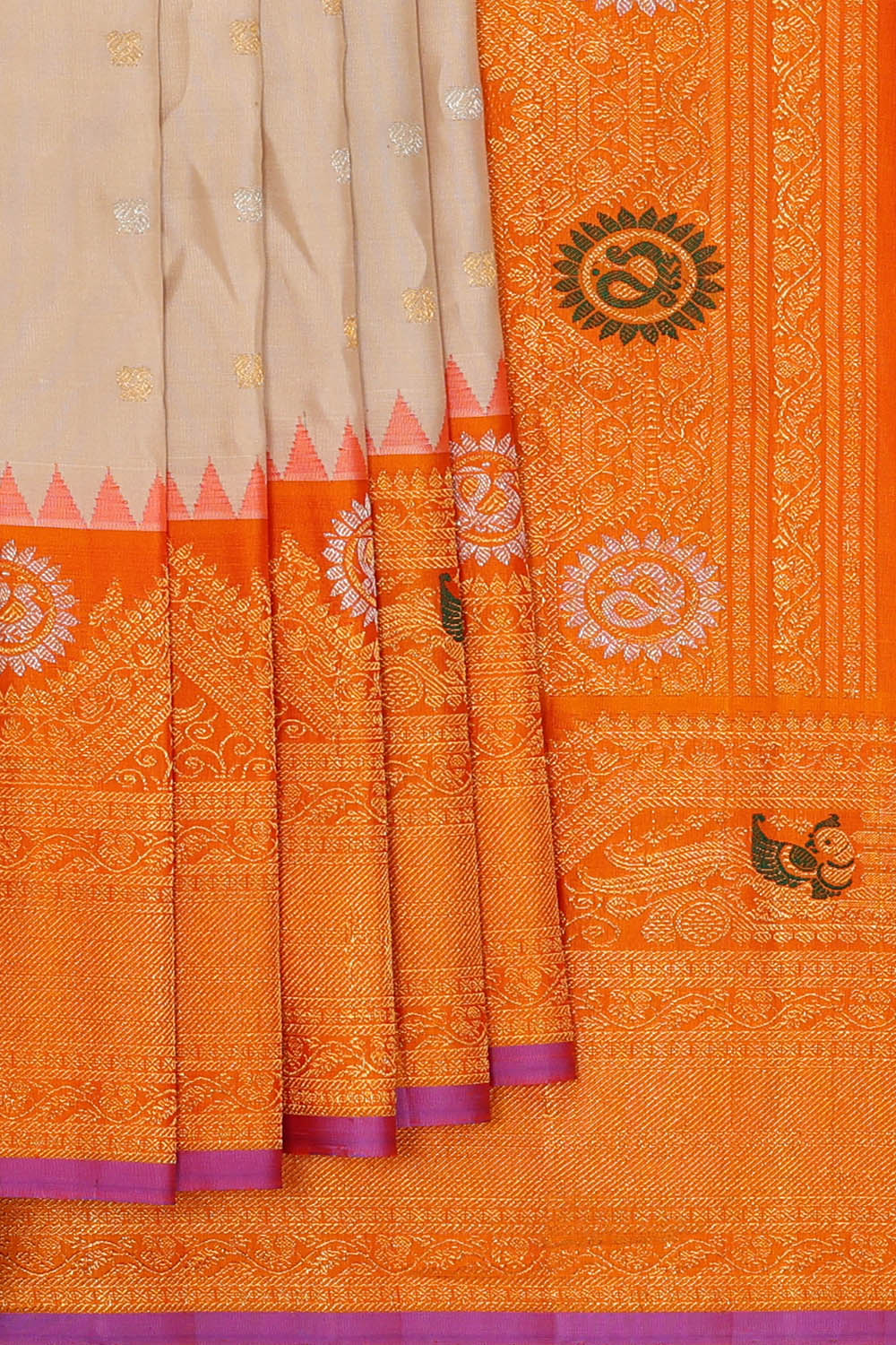 Image of Beige Gadwal Silk Saree