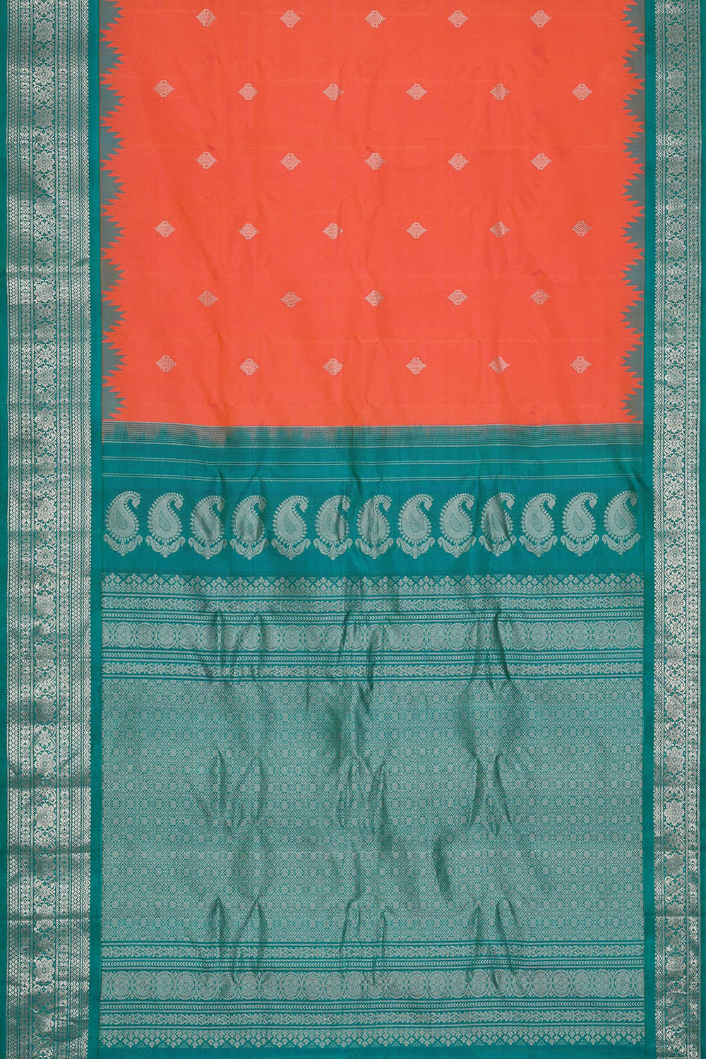 Image of Peach Gadwal Silk Saree