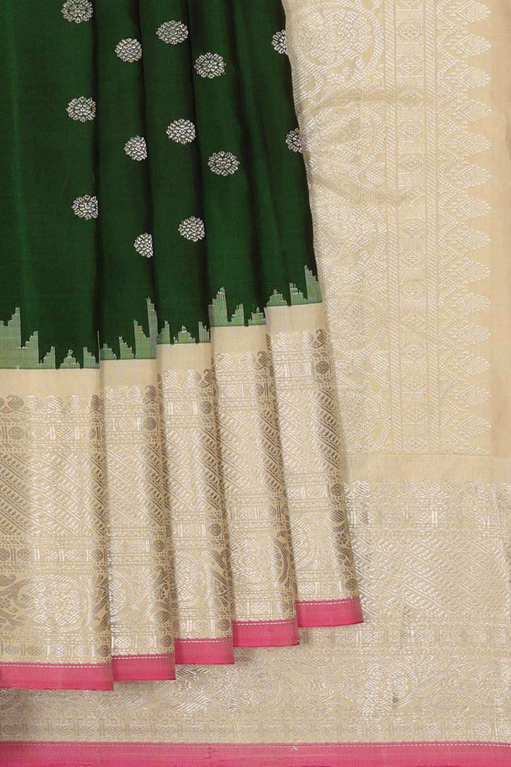 Image of Green Gadwal Silk Saree