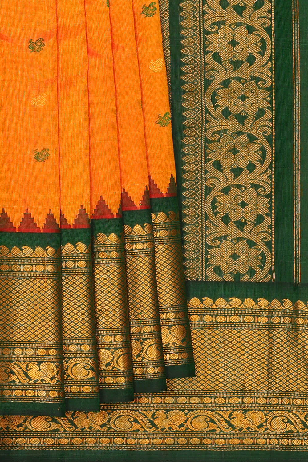 Image of Orange Gadwal Silk Saree
