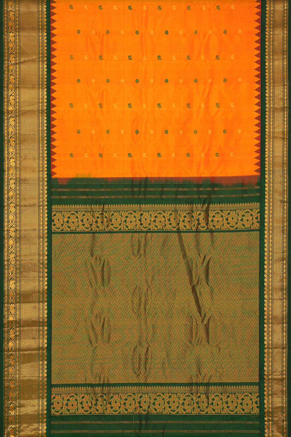 Image of Orange Gadwal Silk Saree