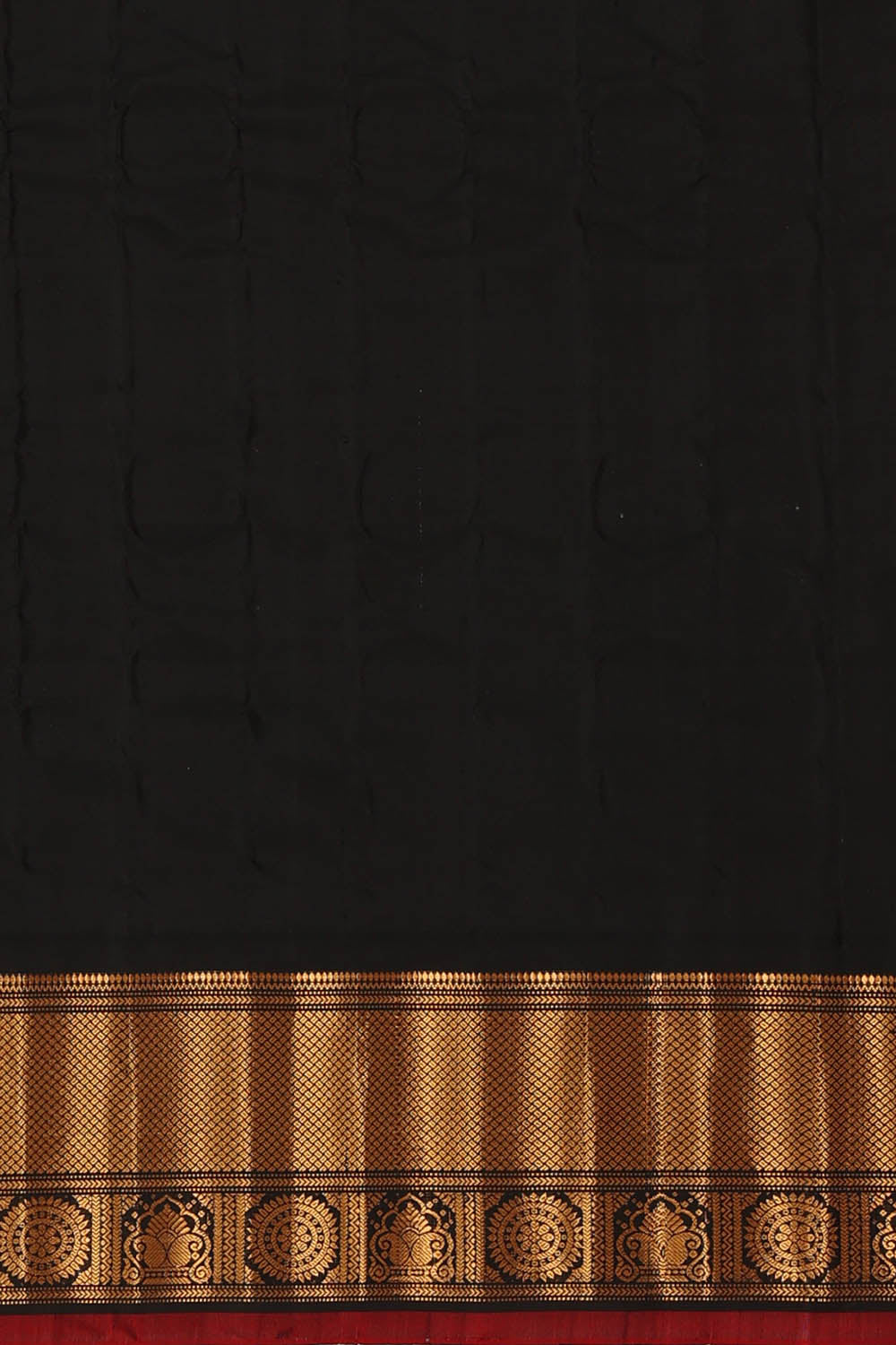 Image of Red Gadwal Silk Kattam Saree