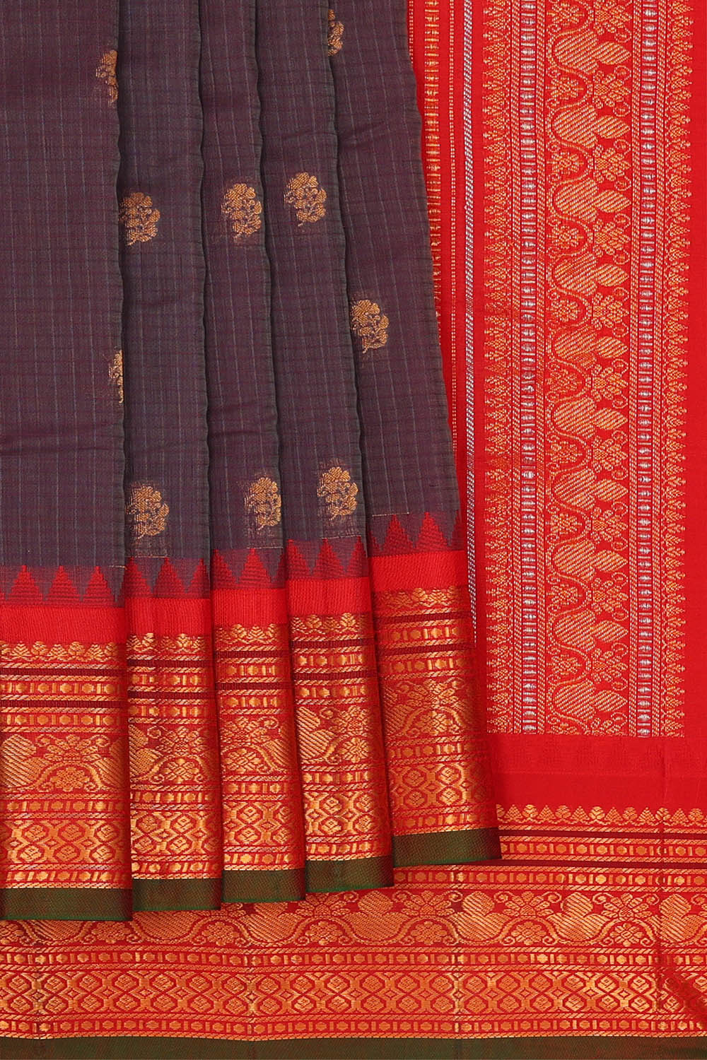 Image of Grey Gadwal Silk Saree