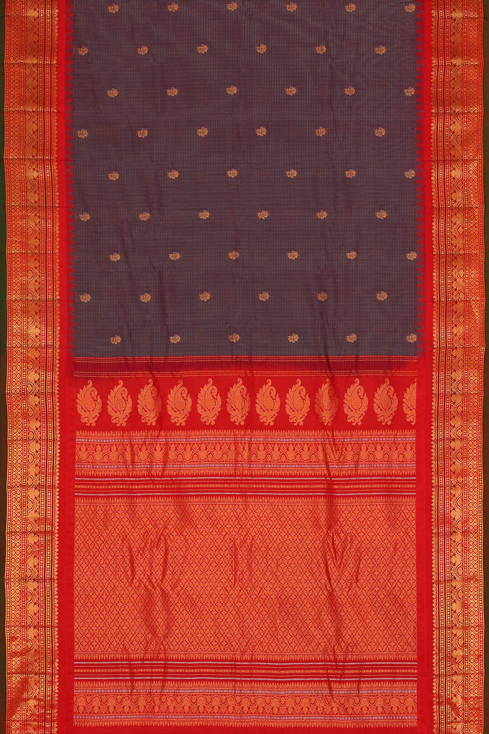 Image of Grey Gadwal Silk Saree