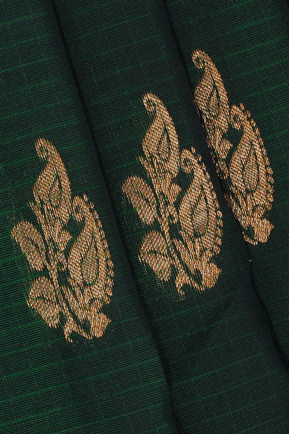 Image of Bottle-Green Gadwal Silk Kattam Saree