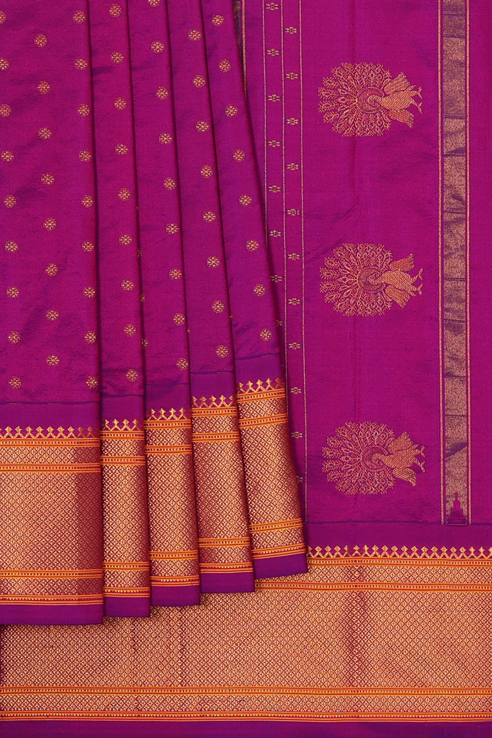 Image of Purple Gadwal Silk Saree