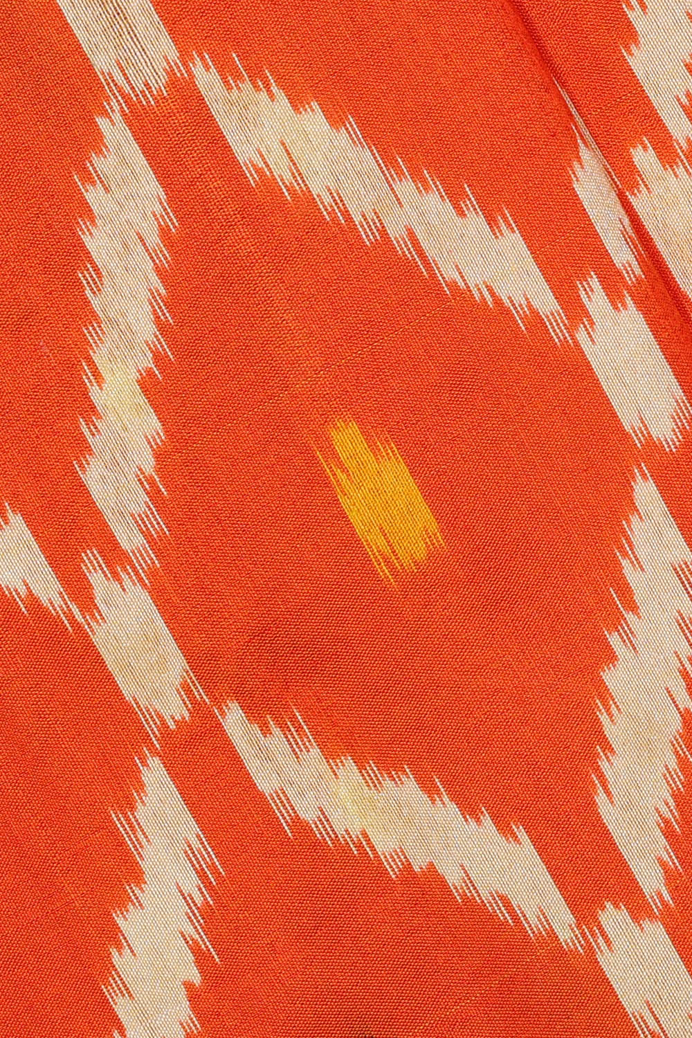 Image of Orange Pochampally Ikat Silk Saree