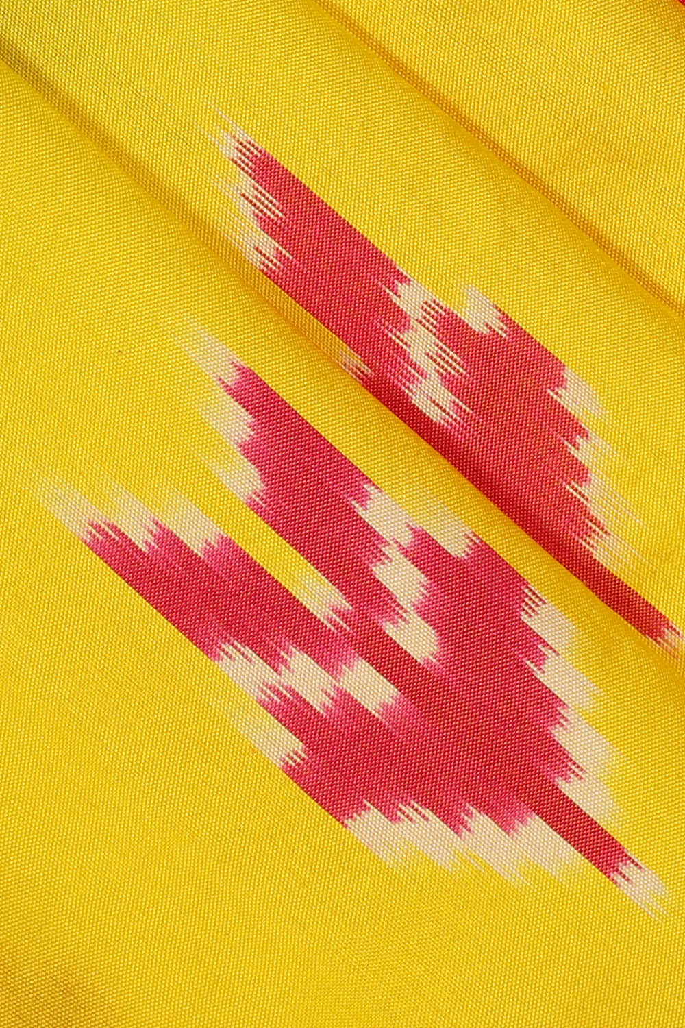 Image of Yellow Pochampally Ikat Silk Saree