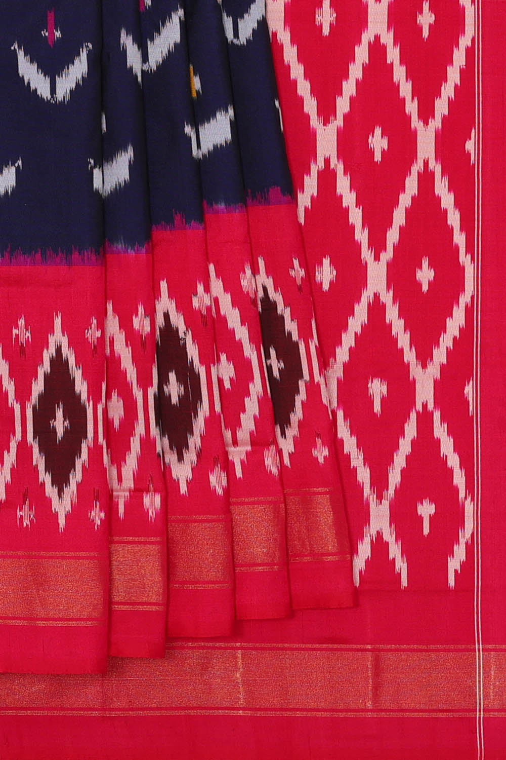Image of Navy-Blue Pochampally Silk Saree