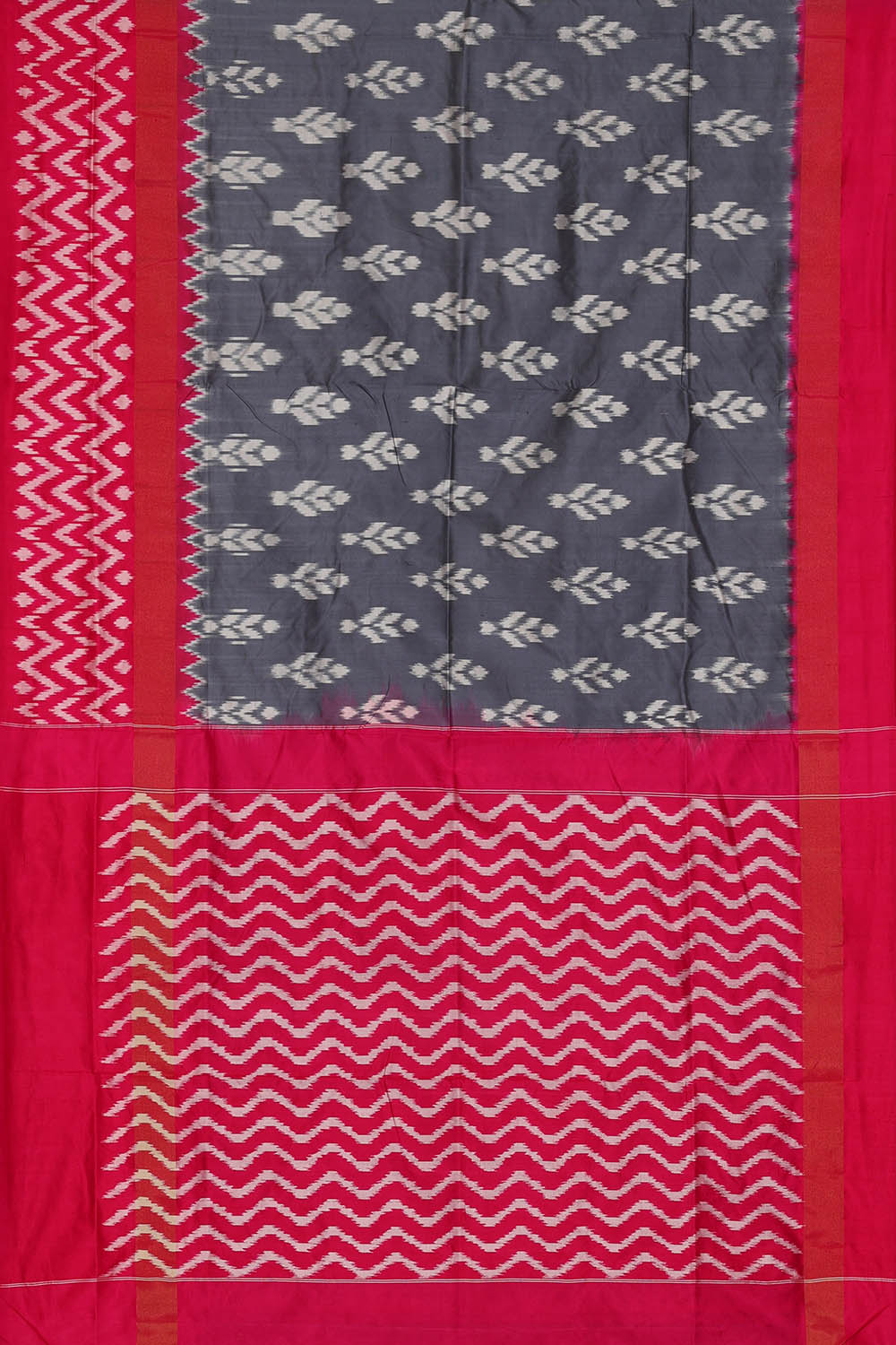 Image of Grey Pochampally Ikat Silk Saree