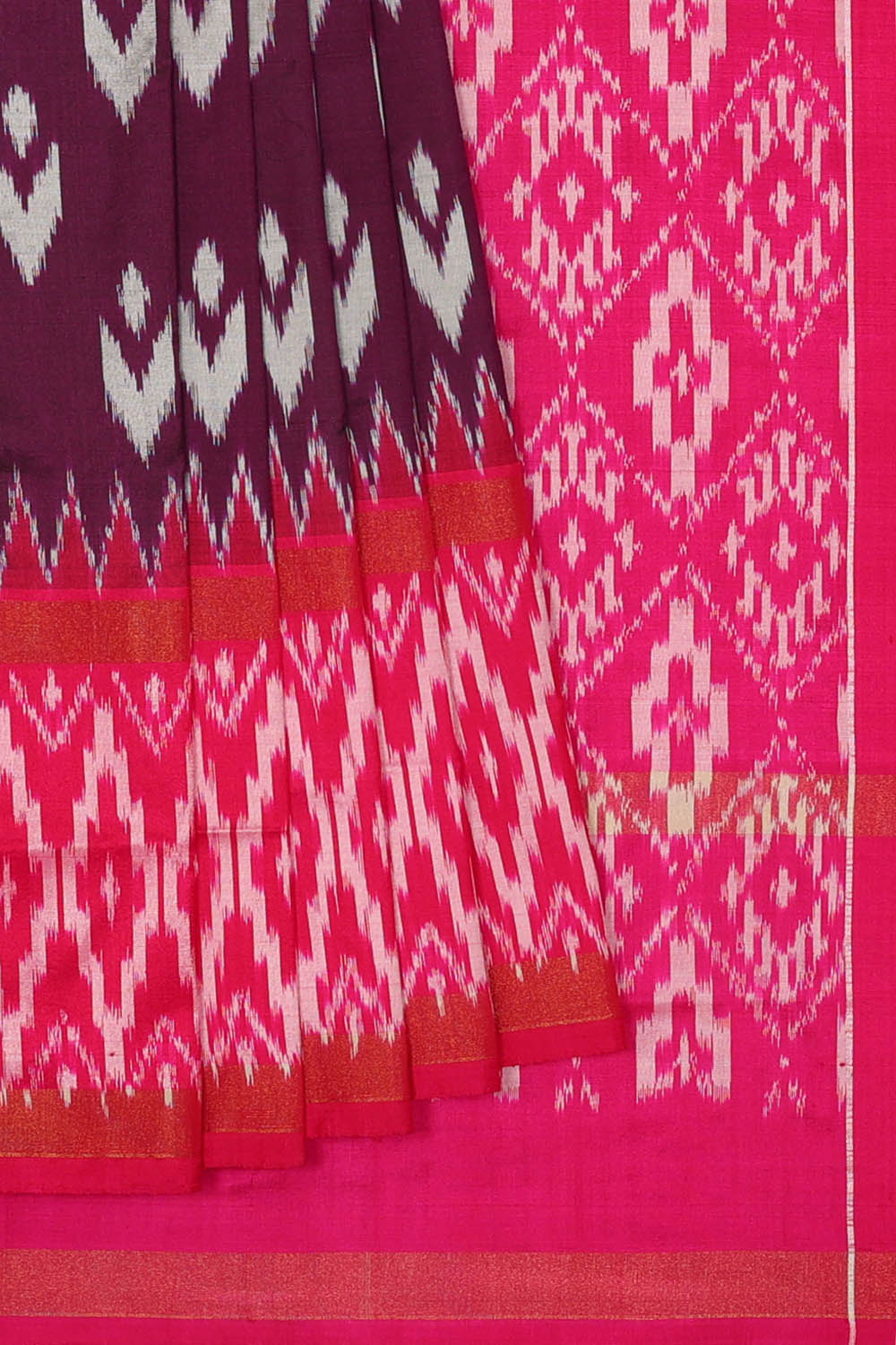 Image of Purple Pochampally Ikat Silk Saree