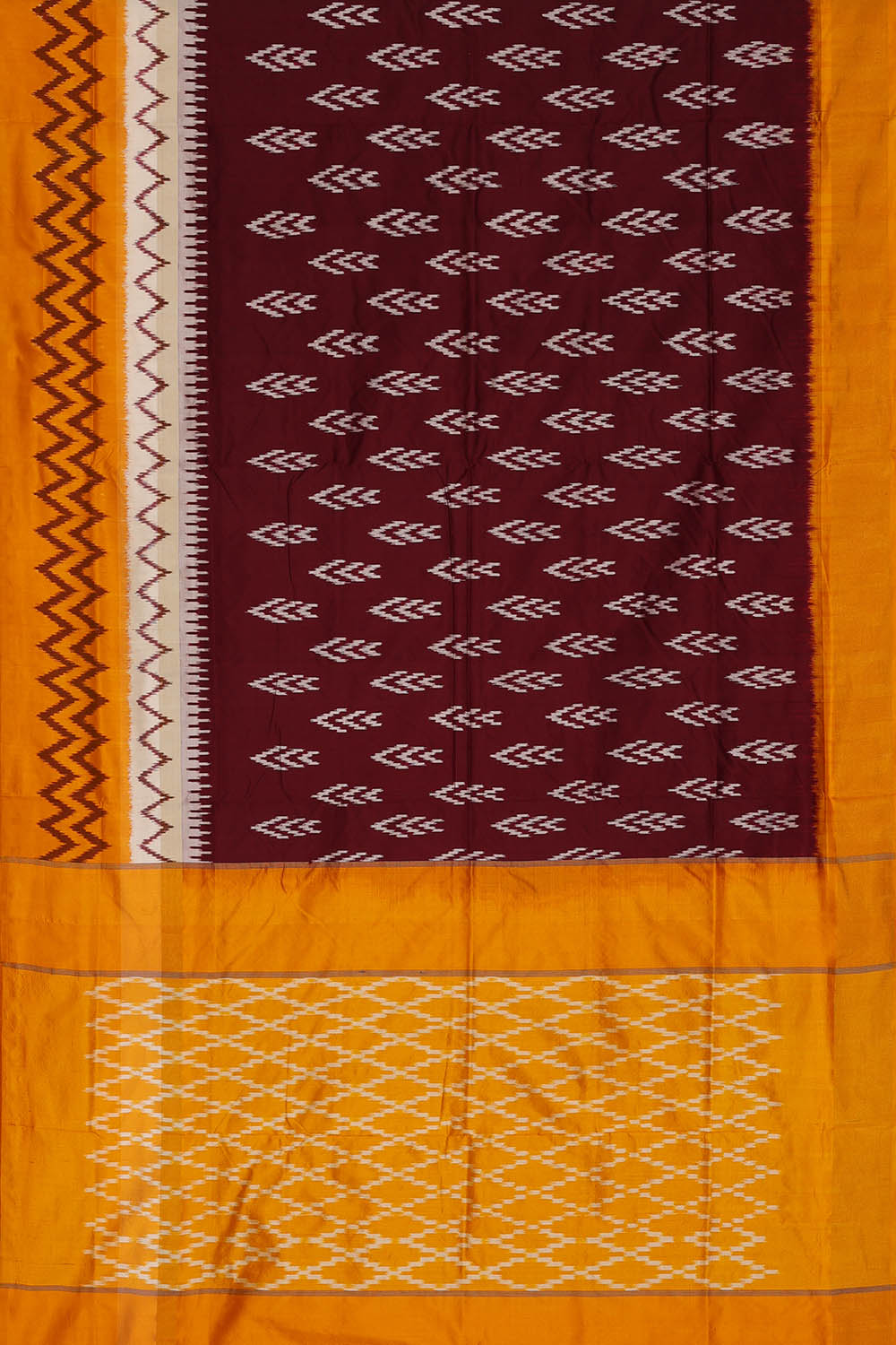 Image of Brown Pochampally Ikat Silk Saree