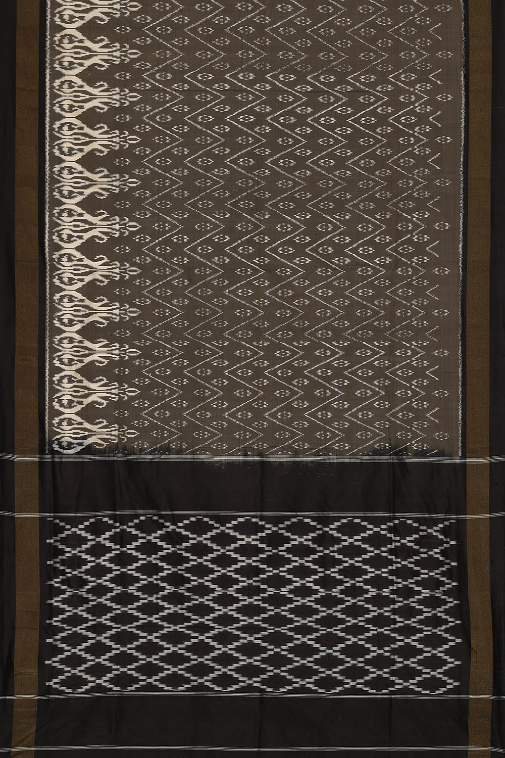 Image of Grey Pochampally Ikat Silk Saree