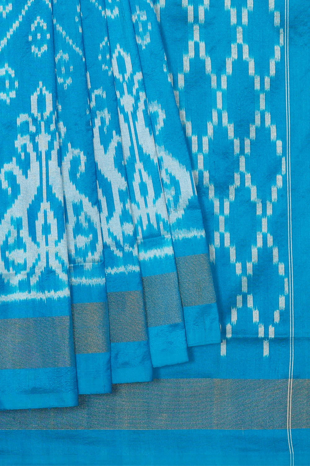 Image of Blue Pochampally Ikat Silk Saree