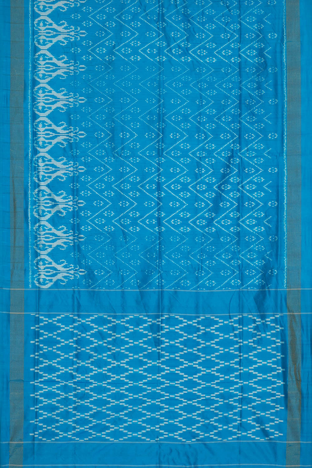 Image of Blue Pochampally Ikat Silk Saree