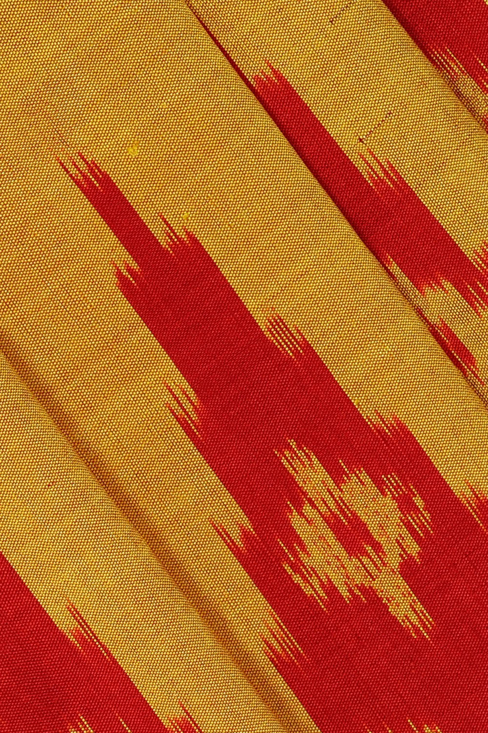 Image of Yellow Pochampally Ikat Silk Saree