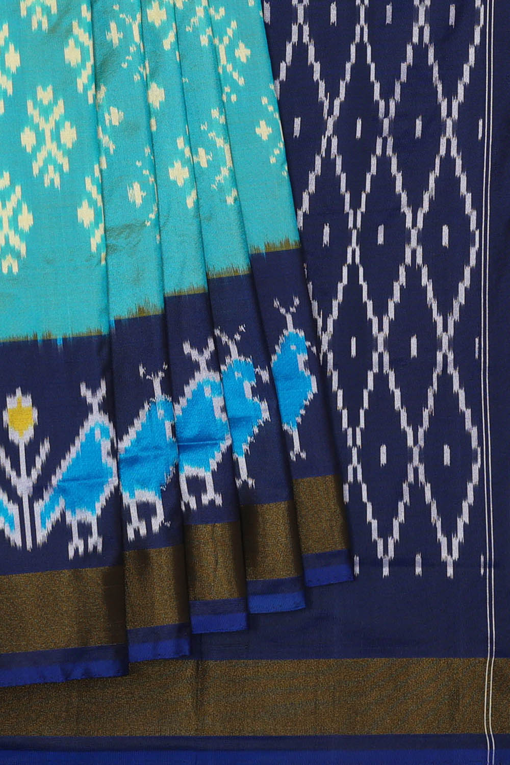 Image of Blue Pochampally Ikat Silk Saree