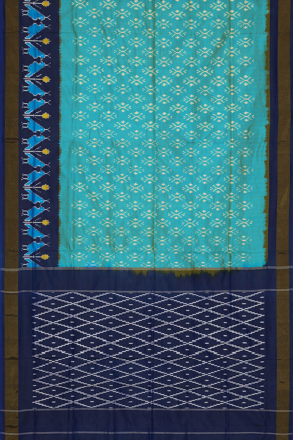 Image of Blue Pochampally Ikat Silk Saree