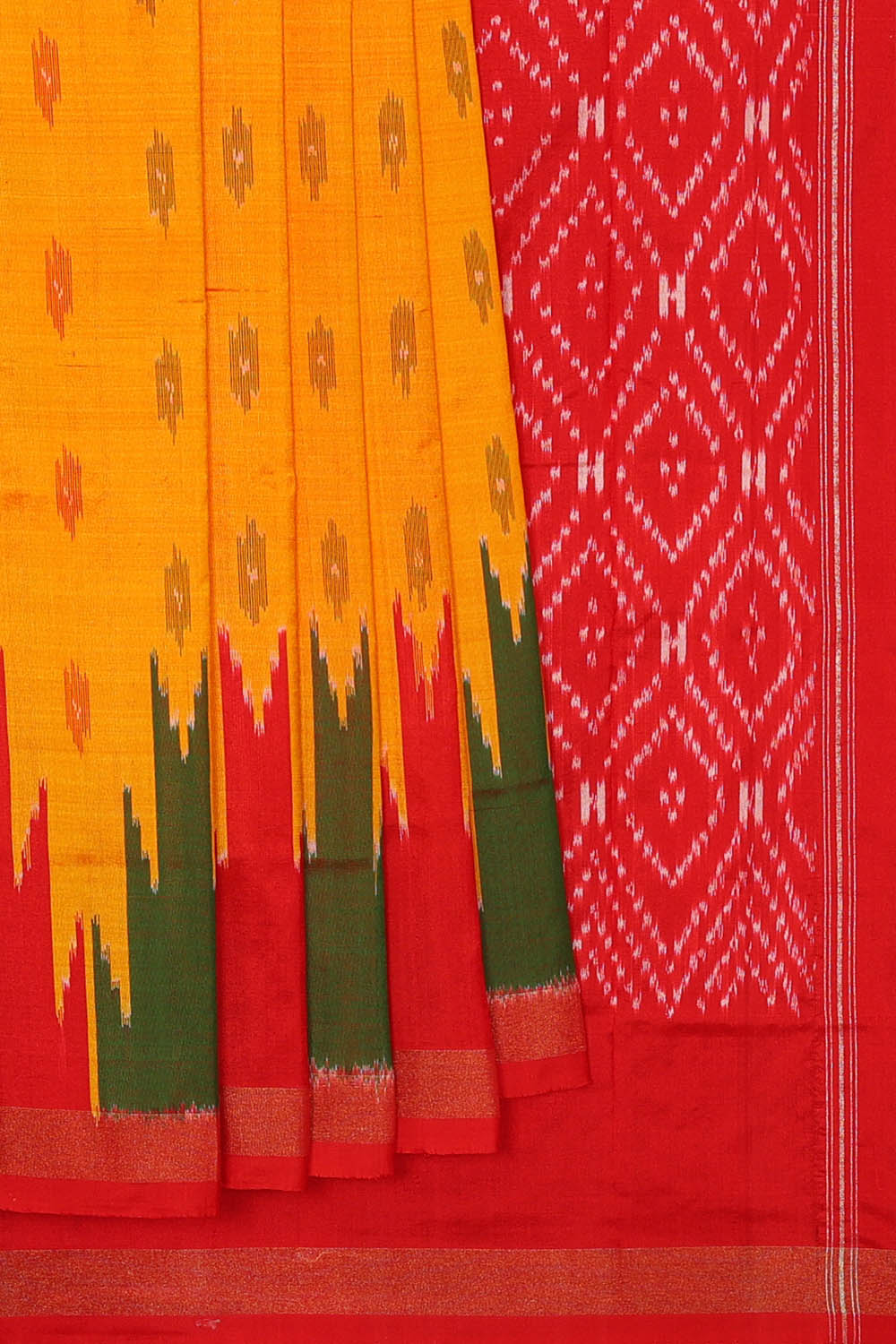 Image of Mustard Pochampally Ikat Silk