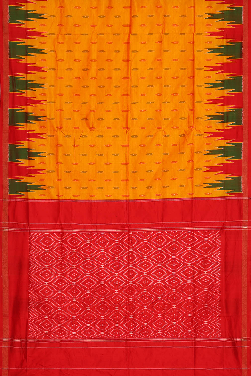 Image of Mustard Pochampally Ikat Silk