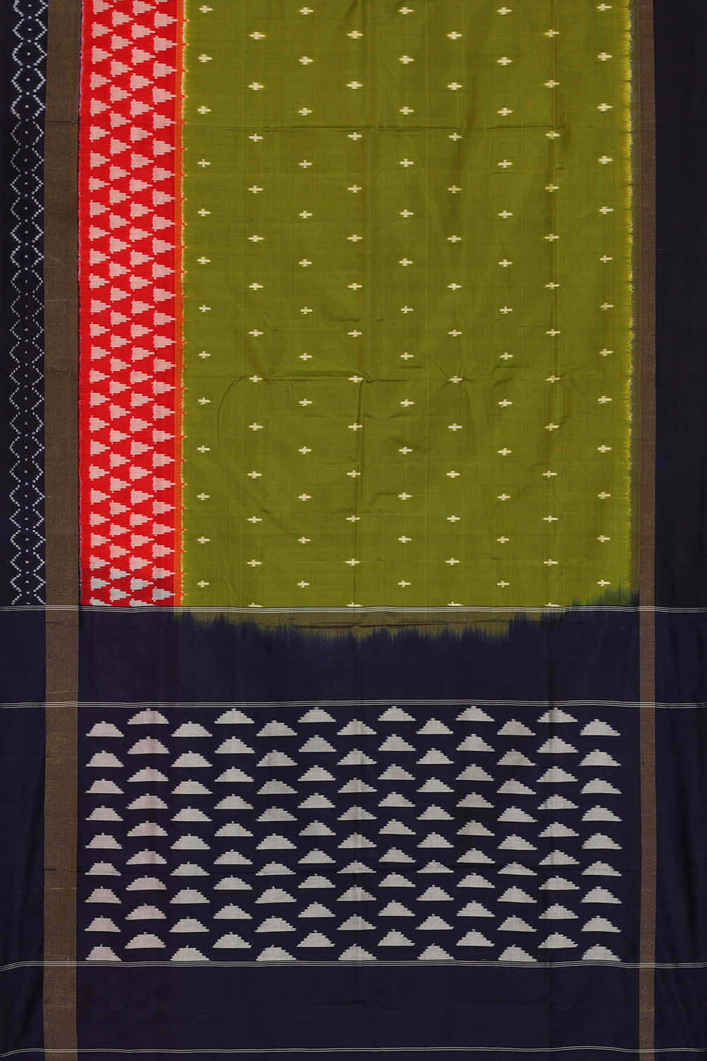 Image of Green Pochampally Ikat Silk Saree