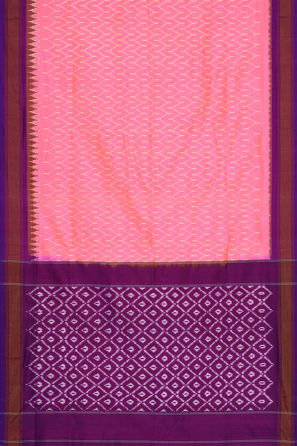 Image of Pink Pochampally Ikat Silk Saree