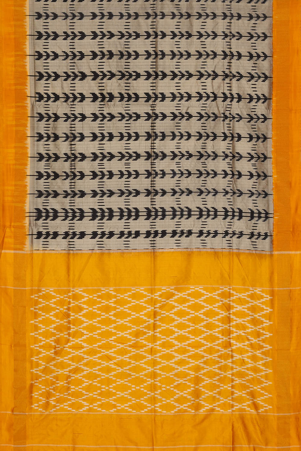Image of Grey Pochampally Ikat Silk Saree