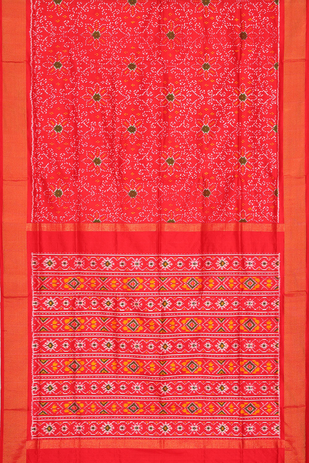 Image of Red Pochampally Ikat Silk Saree