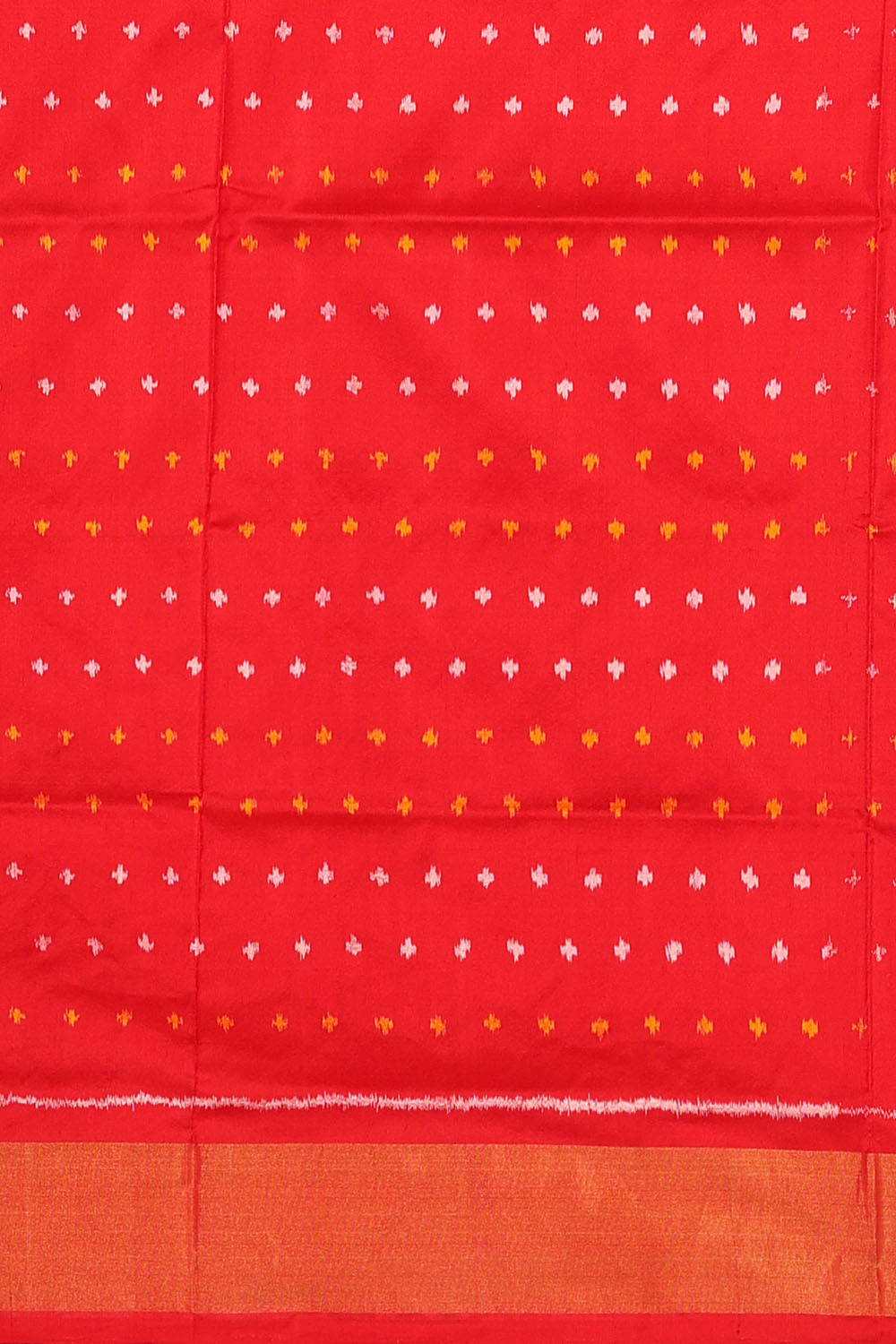 Image of Red Pochampally Ikat Silk Saree