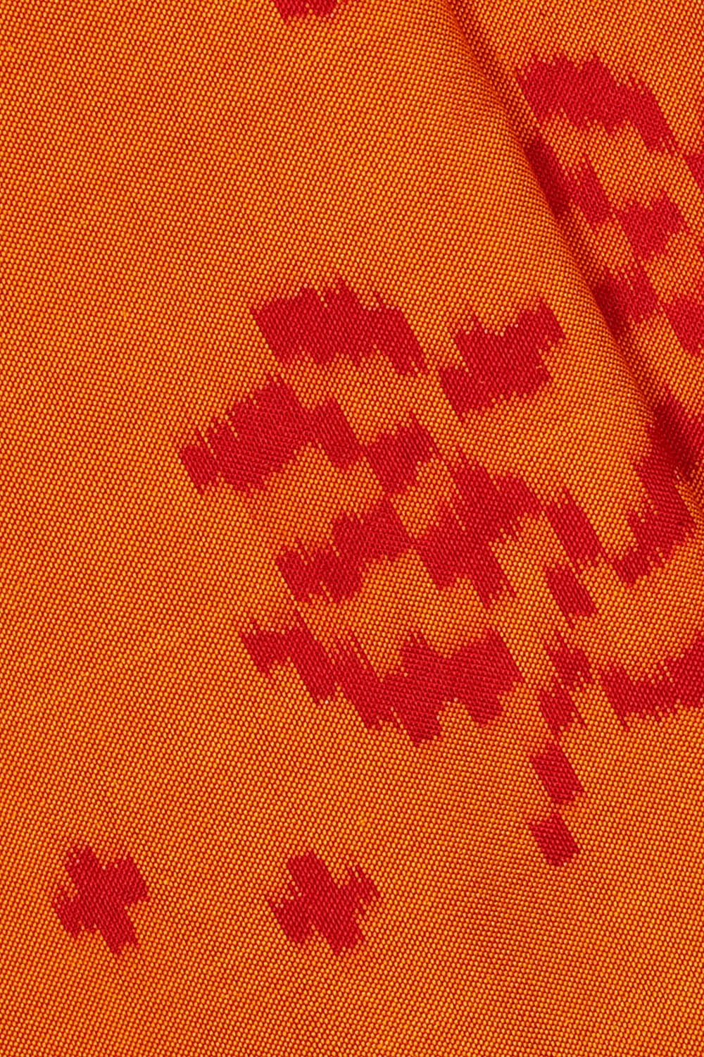 Image of Orange Pochampally Ikat Silk Saree