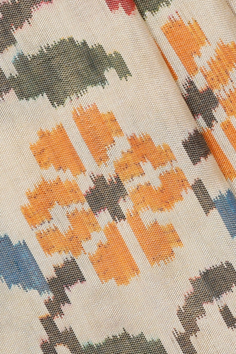 Image of Off-white Pochampally Ikat Silk Saree