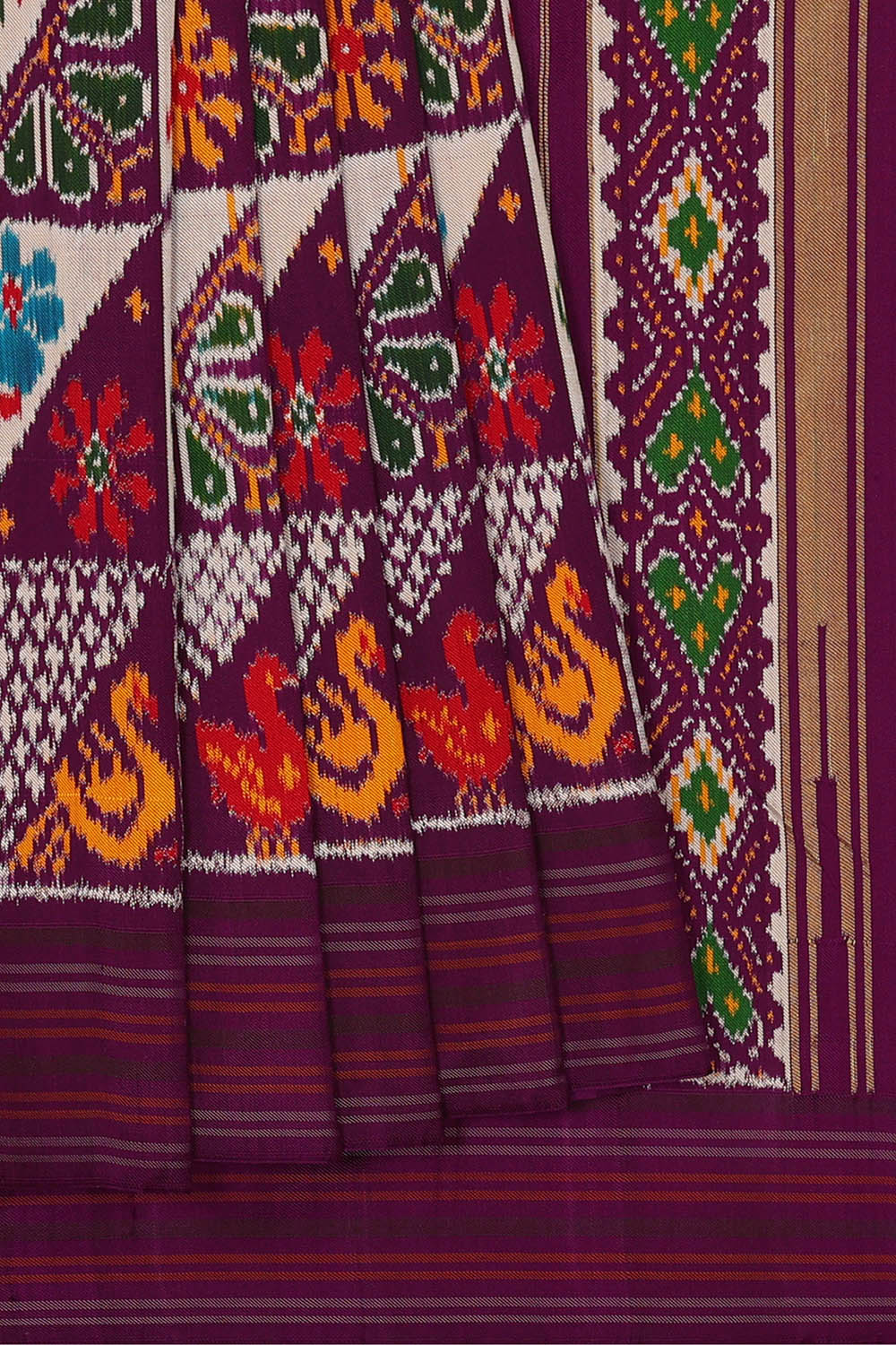 Image of Purple Pochampally Ikat Silk Saree