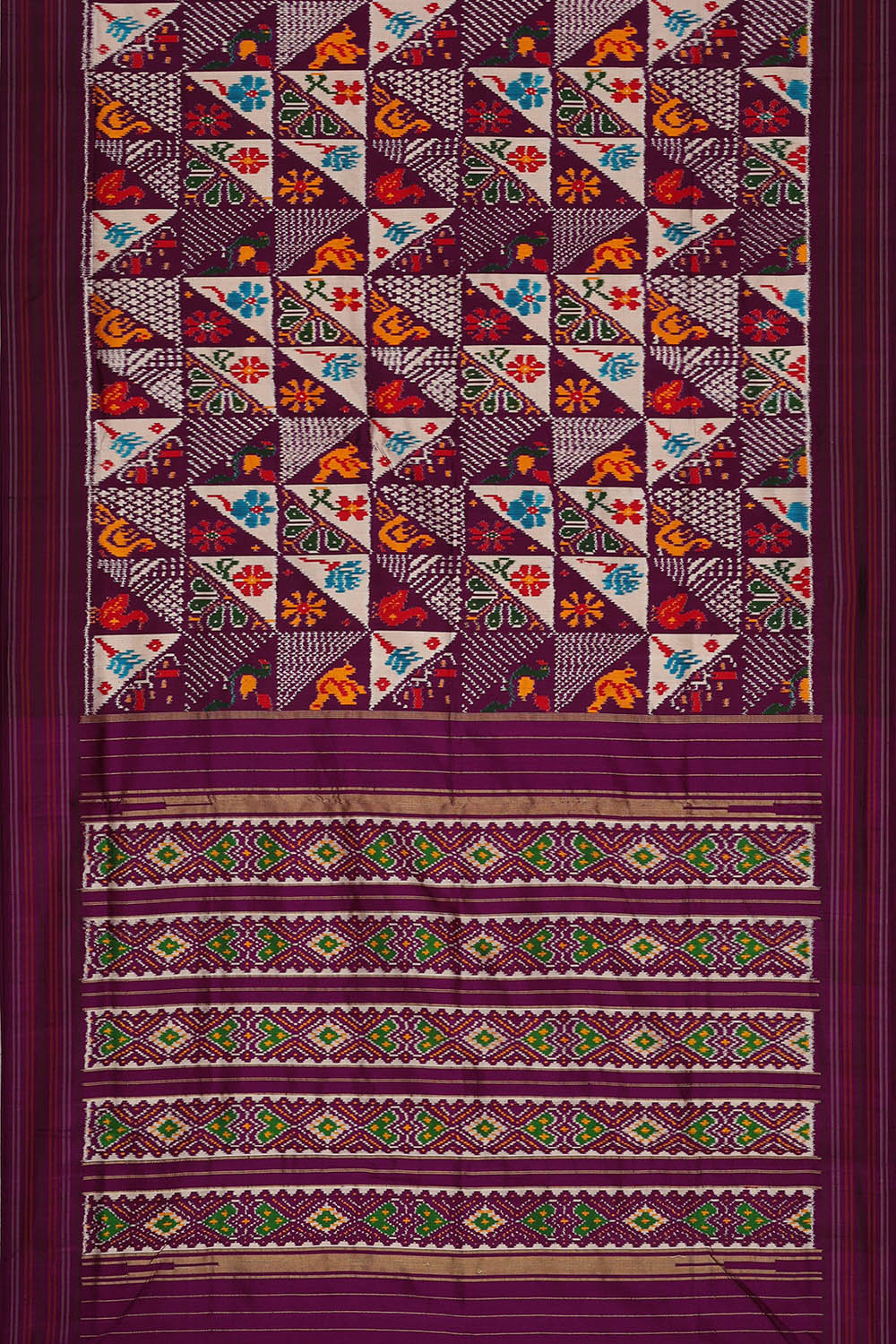 Image of Purple Pochampally Ikat Silk Saree
