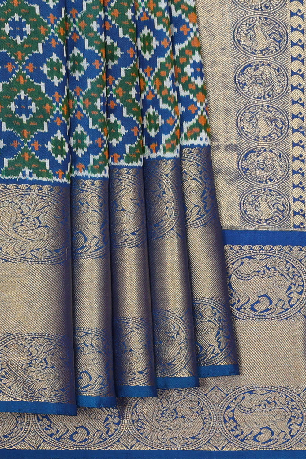 Image of Blue Pochampally Ikat Silk Saree