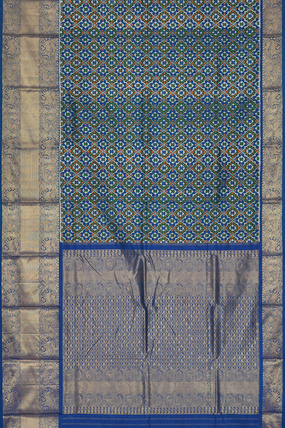 Image of Blue Pochampally Ikat Silk Saree