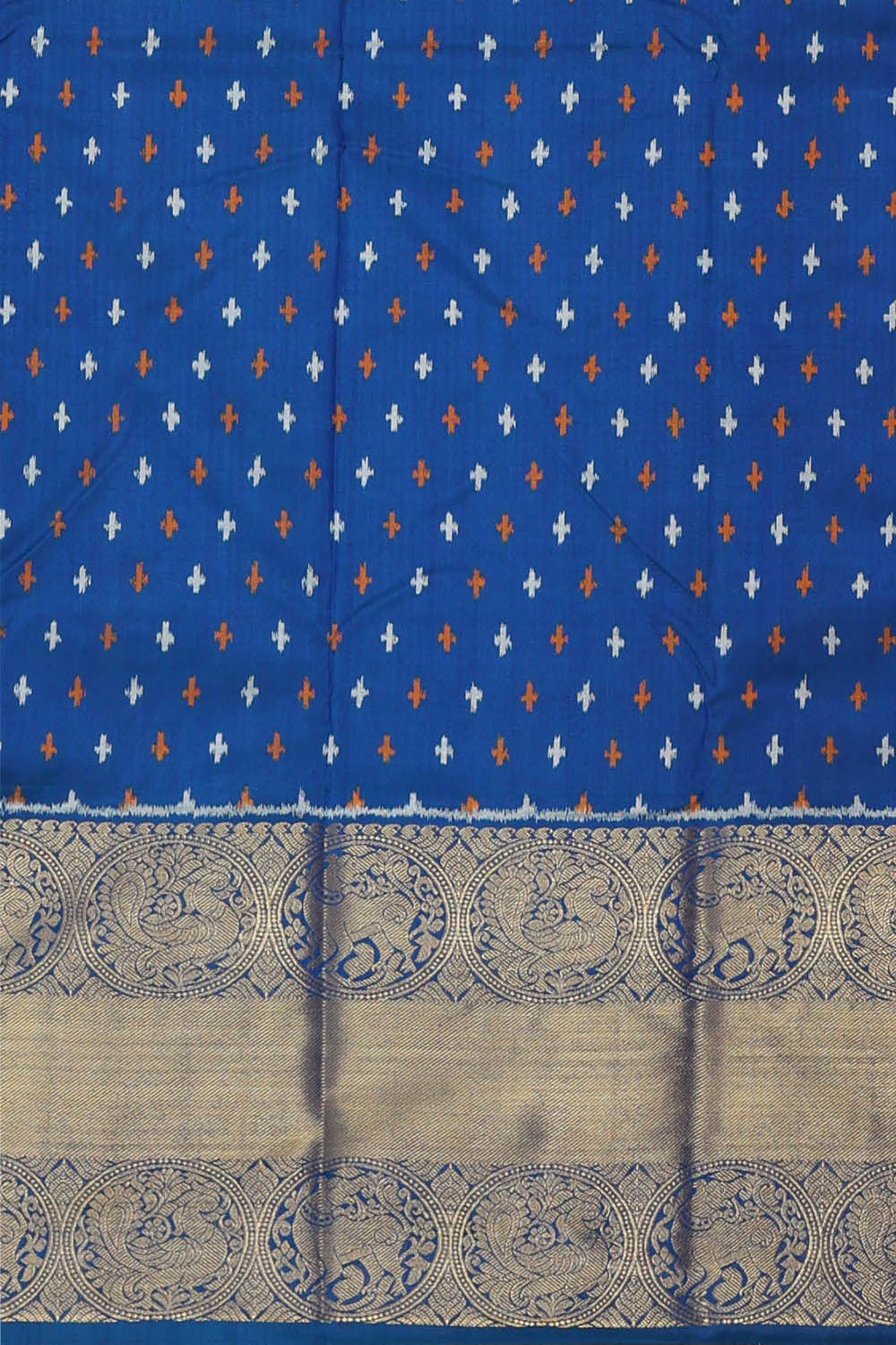 Image of Blue Pochampally Ikat Silk Saree