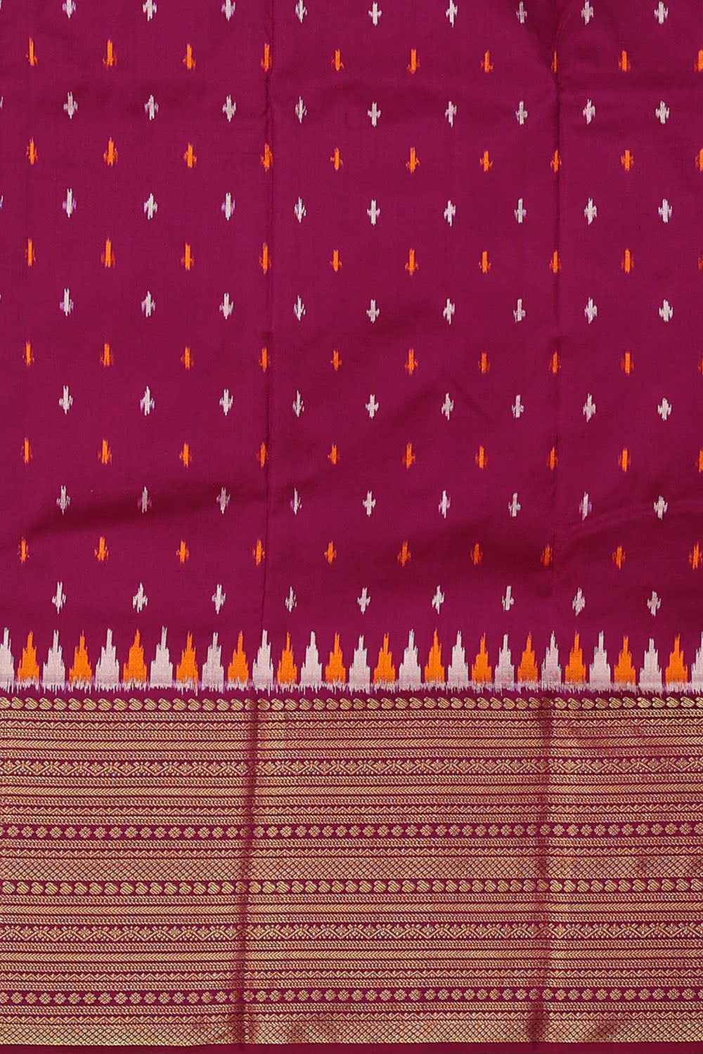 Image of Off-White Pochampally Ikat Silk Saree