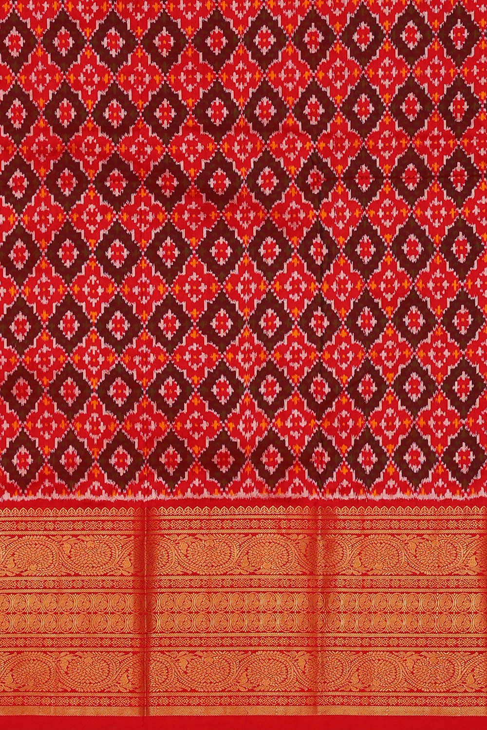 Image of Off-White Pochampally Ikat Silk Saree