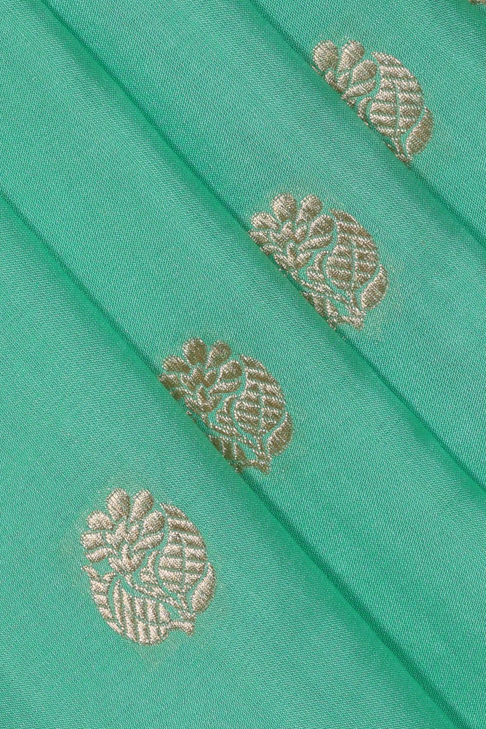 Image of Turquoise-Green Banarasi Silk Saree