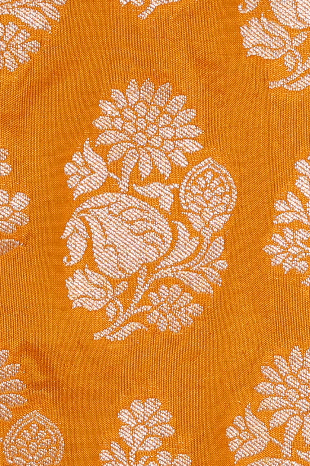 Image of Orange Banarasi Silk Saree