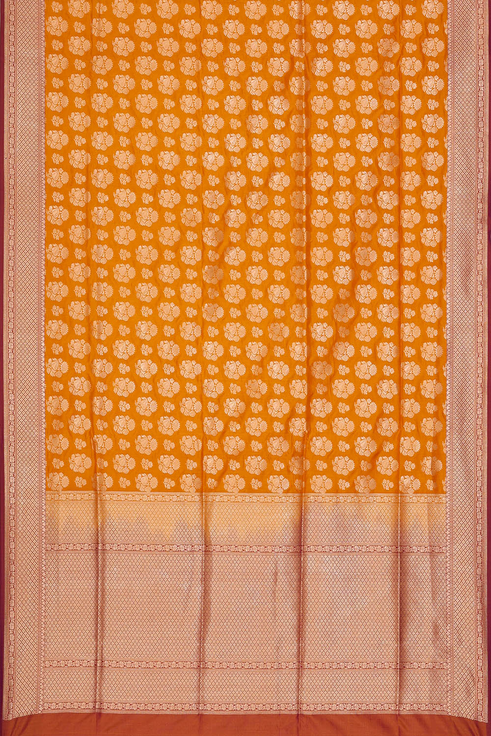 Image of Orange Banarasi Silk Saree